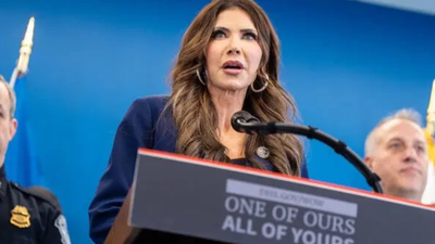 'Cosplaying Nazism': Outrage erupts as Kristi Noem’s DHS podium echoes phrase tied to Nazi ideology