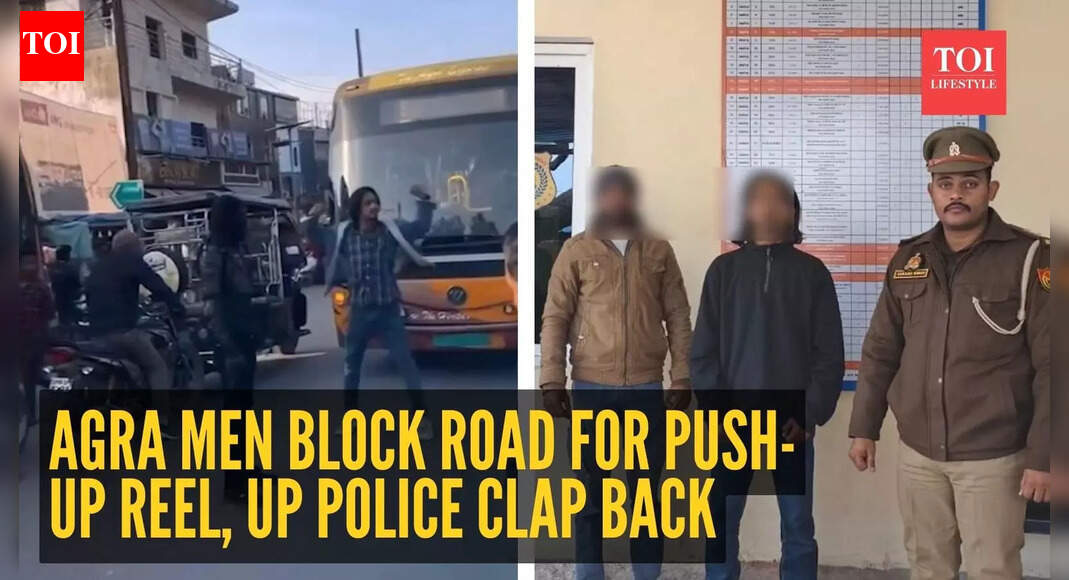Agra men block road for push-up reel, UP police clap back: ‘Reel ka shauk, real ka challan’