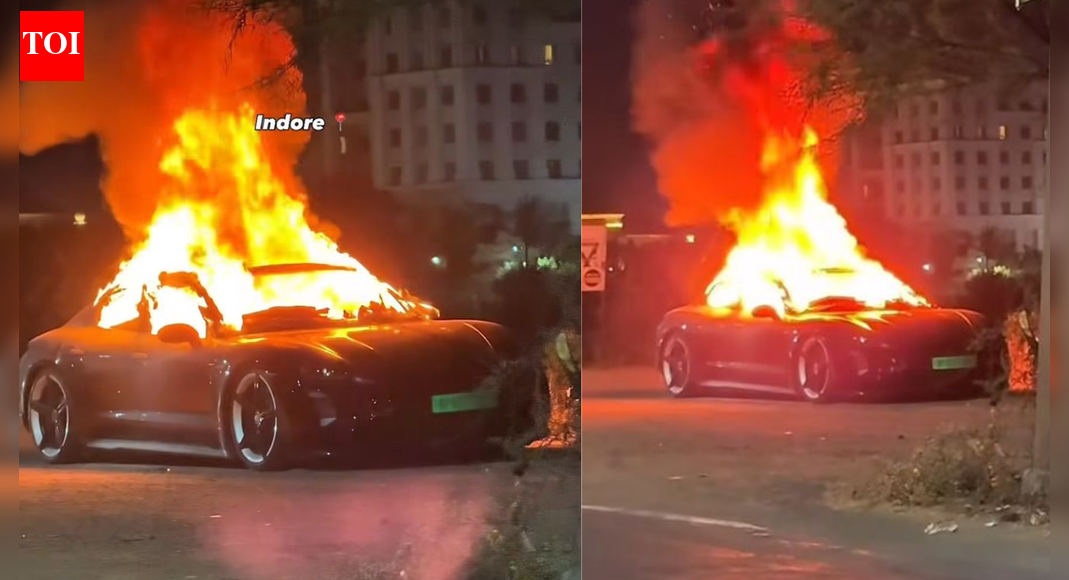 Fire destroys Porsche Taycan Electric in India: Watch