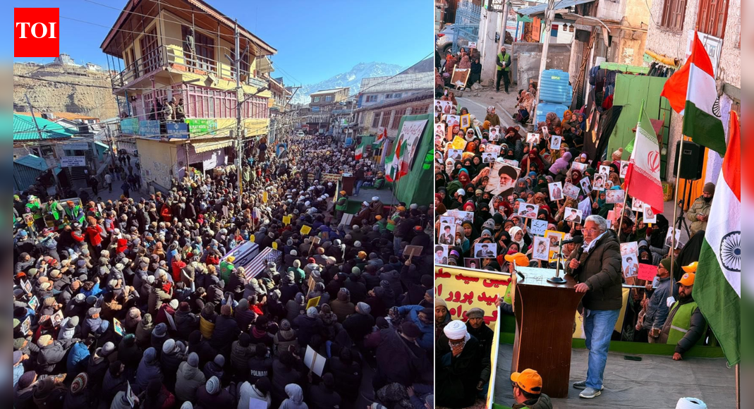 Watch: Pro-Khamenei rally held in Ladakh; hundreds gather near Lal Chowk in Kargil