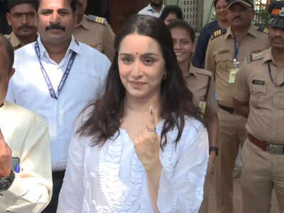 BMC polls: Shraddha Kapoor steps out to vote, flaunts inked finger