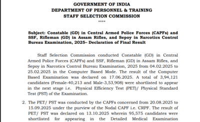 SSC GD final result 2026 declared at ssc.gov.in: Direct link to download here
