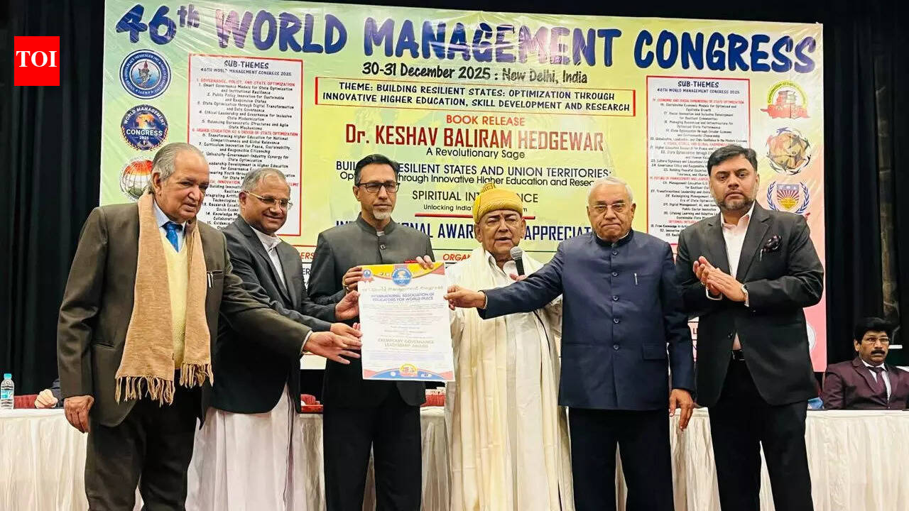IIM Rohtak director Prof. Dheeraj Sharma conferred with exemplary governance leadership award at 46th world management Congress