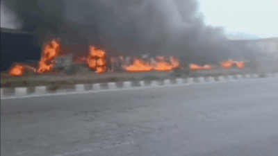 Massive road crash: 5-vehicle collision triggers fire in Haryana; 2 killed
