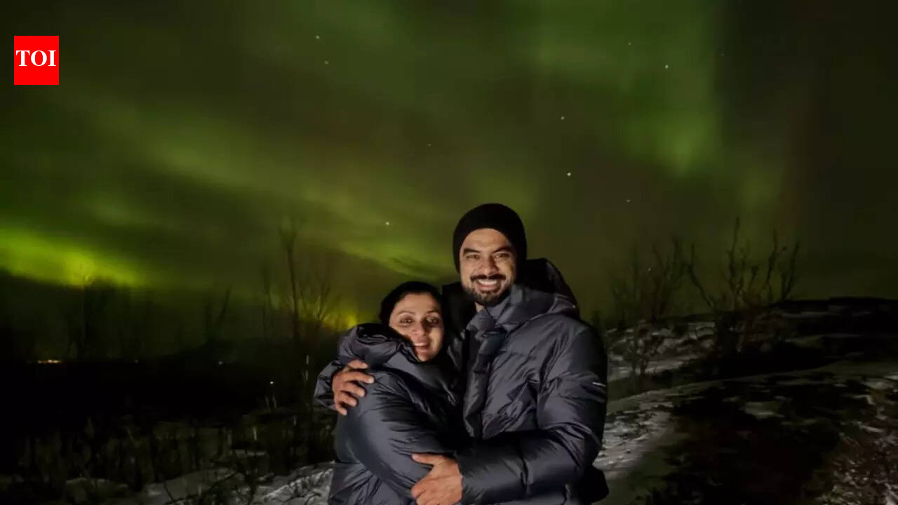 Tovino Thomas enjoys the Northern Lights with wife Lidiya and their two kids, Izza and Tahaan; shares vacation pictures