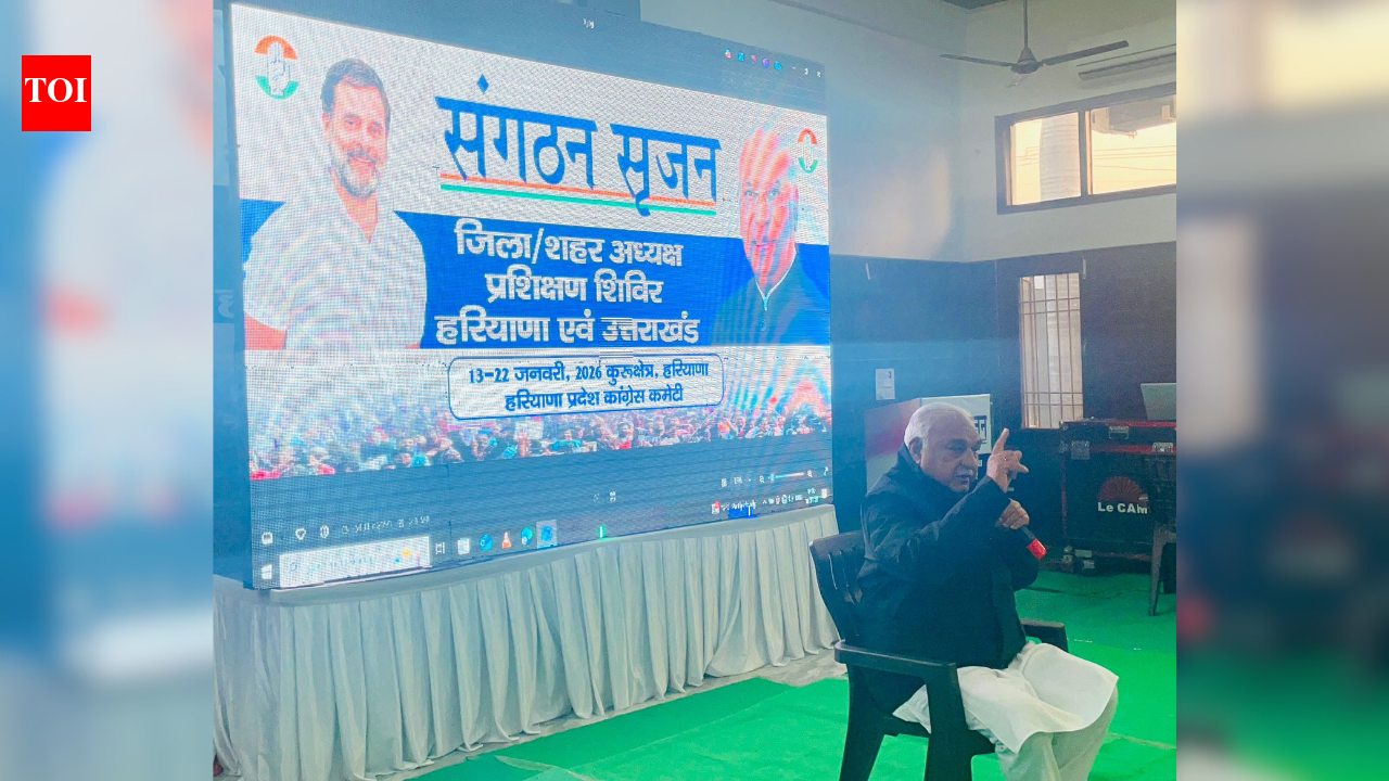 Bhupinder Singh Hooda attends Congress district presidents’ training camp in Kurukshetra; targets BJP on governance failures