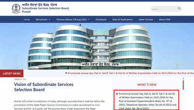 PSSSB releases provisional answer key for Clerk, Telephone Operator and Assistant Superintendent written examination; download here