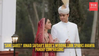 Junaid Safdar’s bride Shanzeh Ali Rohail accused of repeating Ananya Panday’s saree at her wedding