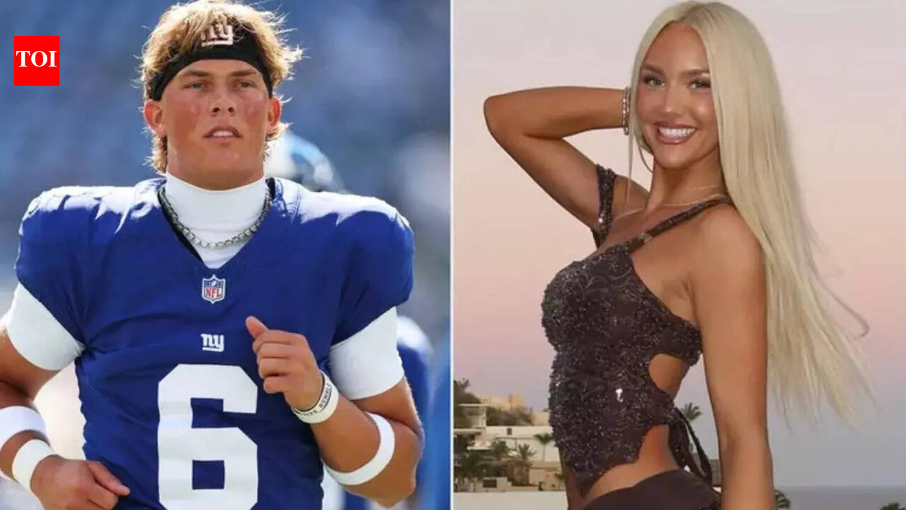 Jaxson Dart and Marissa Ayers make a stylish public appearance at NHL game as Giants' rookie embraces the spotlight