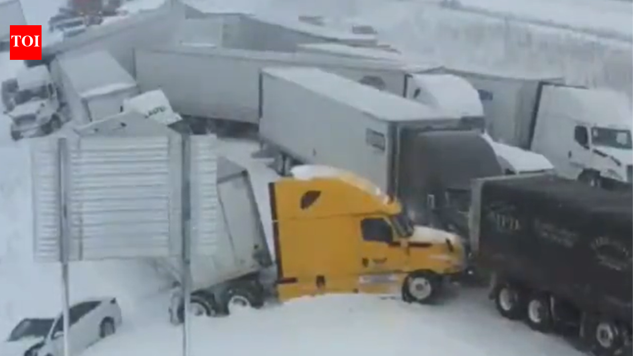 Watch: Drone footage shows massive 100-vehicle pile-up on Michigan highway amid snowstorm
