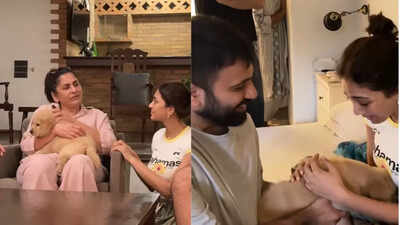 Archana Puran Singh’s son Aaryamann surprises mother and fiancée Yogita with a new dog; welcomes a new family member