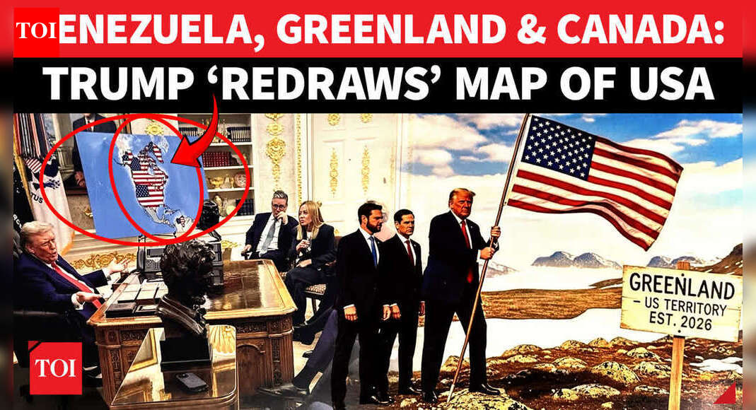 Trump Escalates Global Tensions; Posts AI-Style Map Of Canada, Greenland &amp; Venezuela Inside US