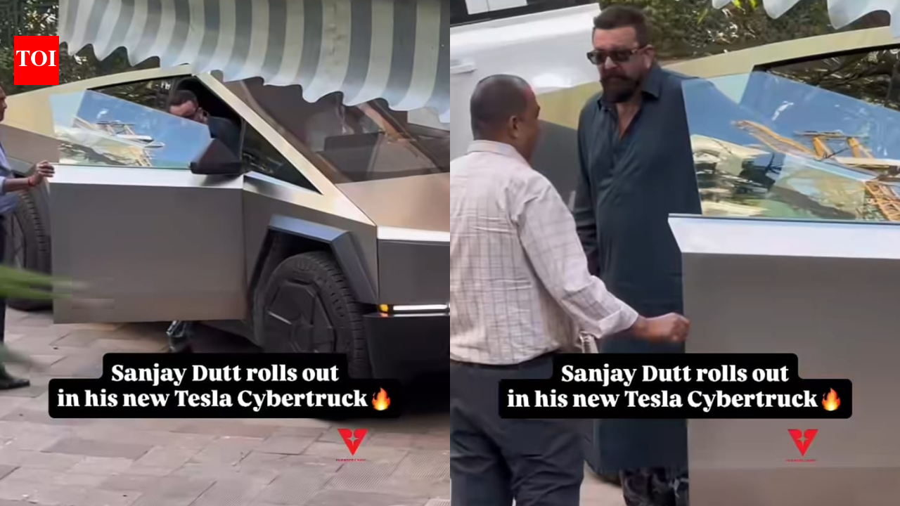 Watch Sanjay Dutt in Tesla Cybertruck on Mumbai roads