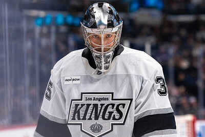  Crease collision forces goaltender's exit during LA Kings vs New York Rangers game