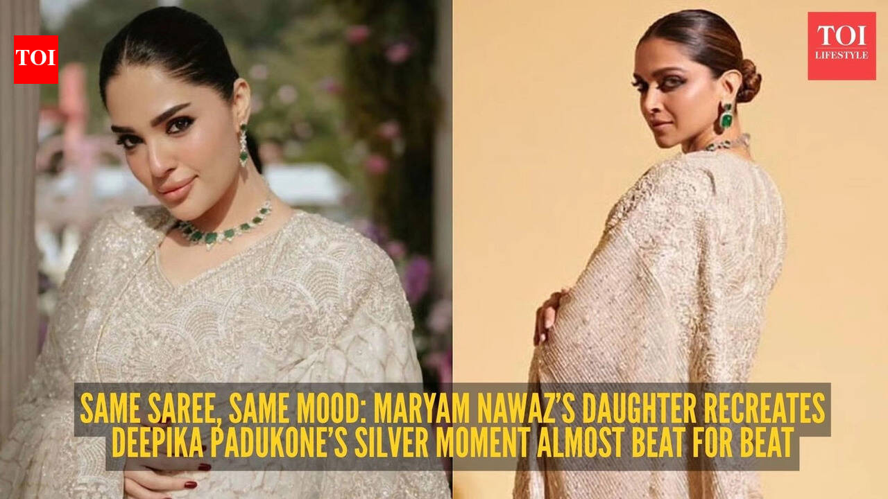 Deepika Padukone wore it first: Maryam Nawaz’s daughter’s silver saree for Junaid-Shanzay reception sparks a fashion déjà vu