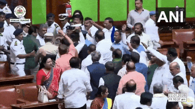 Governor’s walkout sparks Karnataka showdown: Thawar Gehlot exits joint sitting mid-address; Congress cries breach, BJP counters