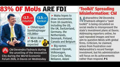 Maha govt signs 30L cr MoUs at Davos, to generate 30L jobs