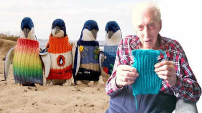  110-year-old Australian man knits tiny jumpers for injured penguins in his final years