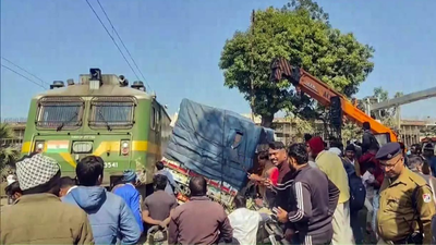  Express train rams truck at crossing; rail traffic disrupted for 2 hours