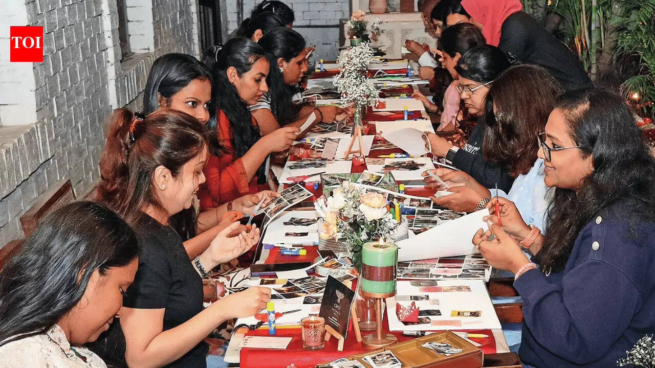 At the table, manifesting together: Vision board sessions become community spaces