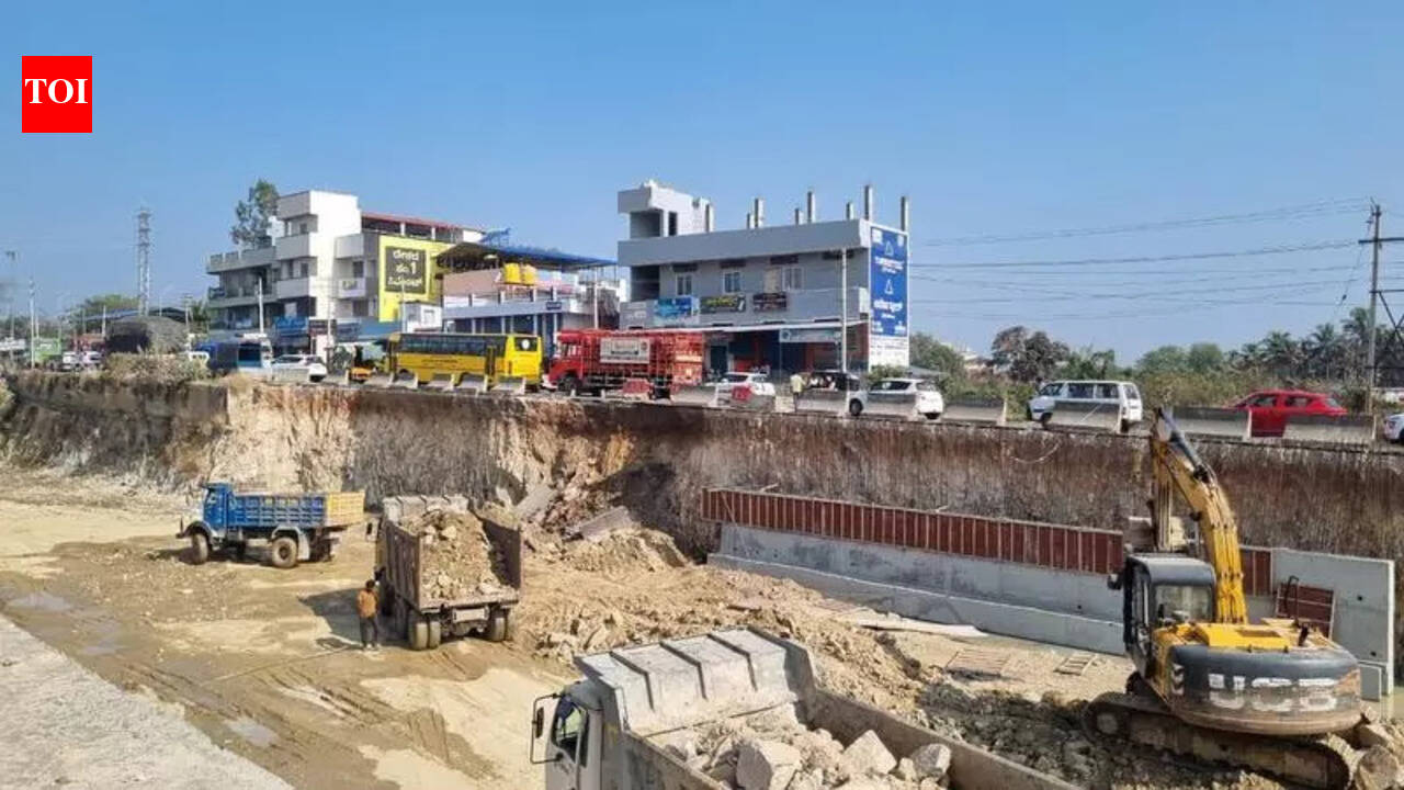 Landslide at NH 69 underpass site near Shivamogga throws traffic into ...