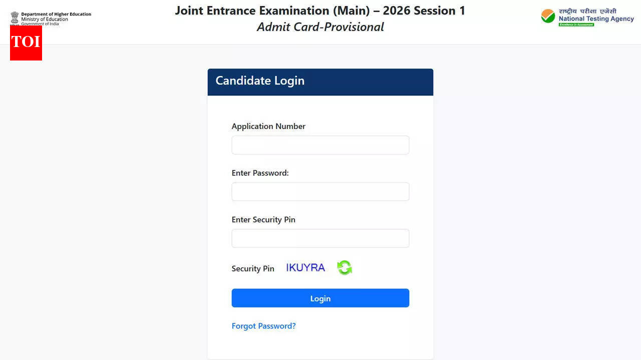 JEE Main 2026 Session 1 admit cards released for 28 and 29 January exams dates; direct link