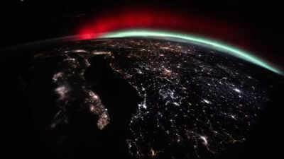 NASA captures a rare red and green aurora over Europe from the International Space Station; here's what caused it