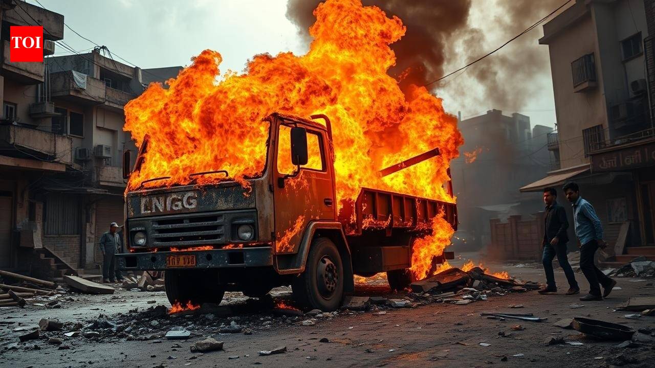 CNG truck carrying foam catches fire in Ludhiana; loud blast, fireball sparks panic among residents