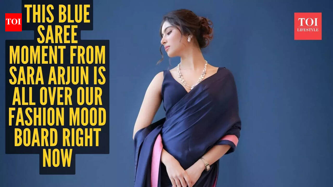 Sara Arjun steps out in a dreamy blue saree and we can’t stop looking