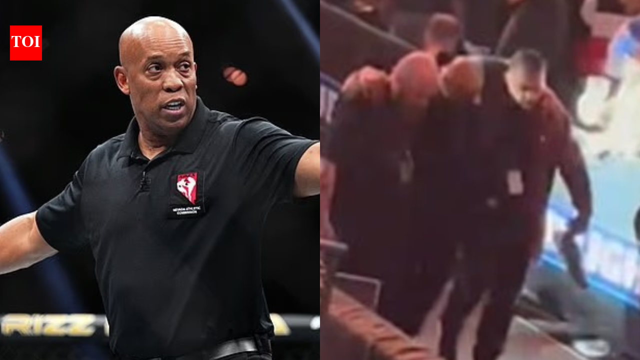 Why was referee Mark Smith suddenly carried out of the T Mobile Arena during the UFC 324 event?