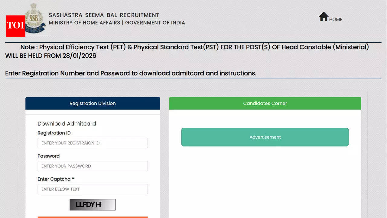SSB HC (Ministerial) PET/PST 2026 admit card out, check height, chest, running standards and more