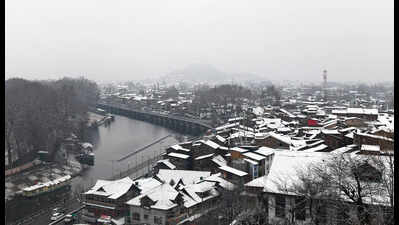 Srinagar wakes to white as snow shuts Kashmir’s highways, grounds flights