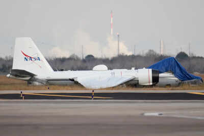 Watch: Nasa research plane makes emergency belly landing in Texas; crew safe