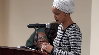 Watch: US Democratic representative Ilhan Omar sprayed with unknown substance during speech in Minneapolis