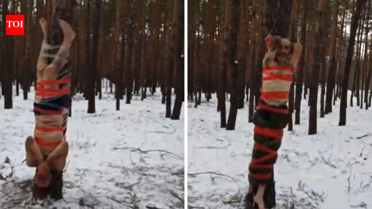 Watch: Russian soldiers tied half naked to trees, forced to eat snow as punishment