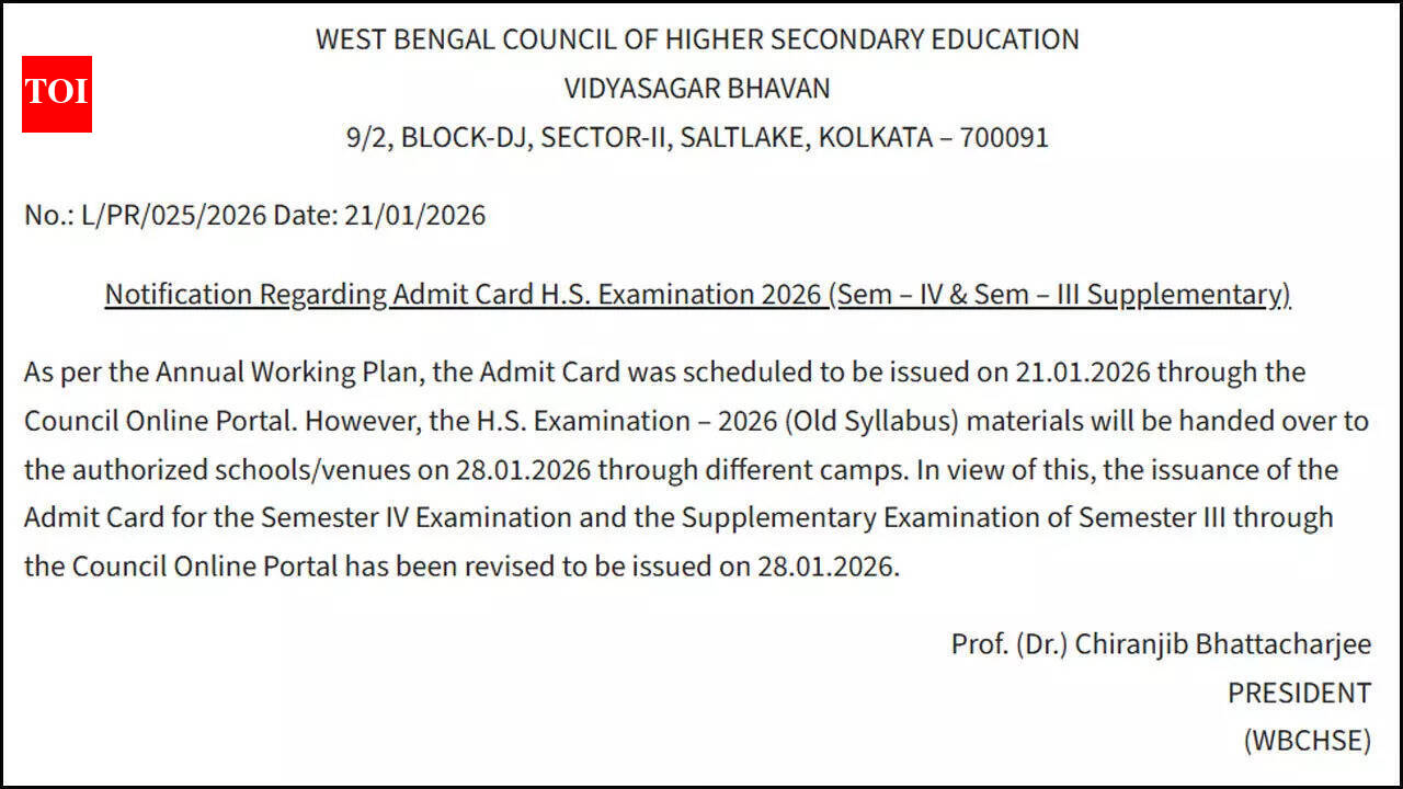 WBCHSE Admit Card 2026 released for Class 12 HS students, collect hall ticket from schools