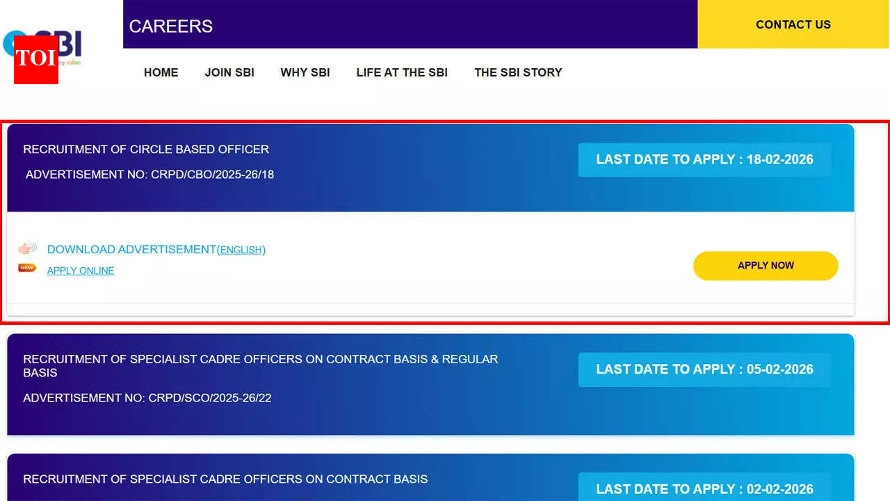 SBI Bank CBO Recruitment 2026 notification released for 2050 posts, apply from tomorrow at sbi.bank.in; direct link