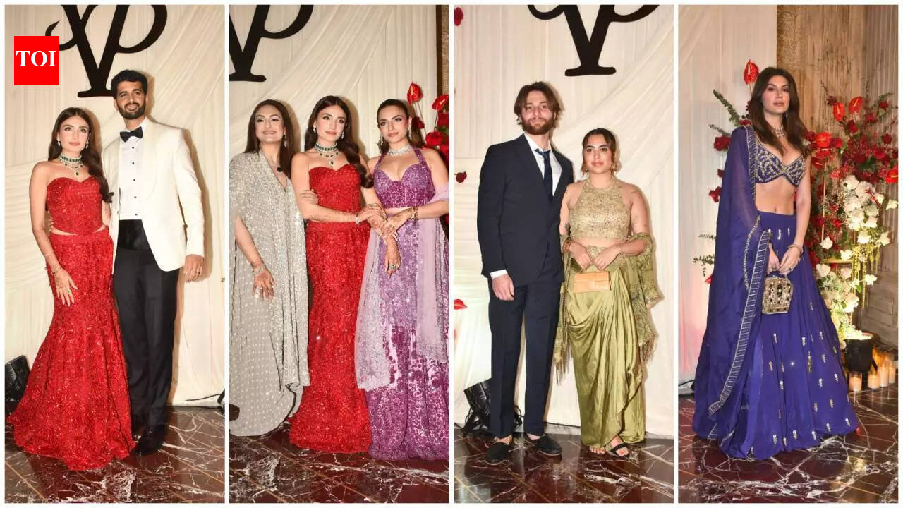 Prakriti Kakar–Vijay Anand wedding reception: Sisters Akriti Kakar and Sukriti Kakar, Elnaaz Norouzi, Aaliyah Kashyap shine