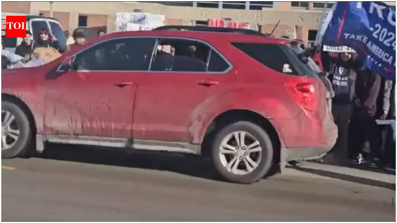 Watch: Red SUV with Trump flag hits student at anti-ICE protest in Nebraska