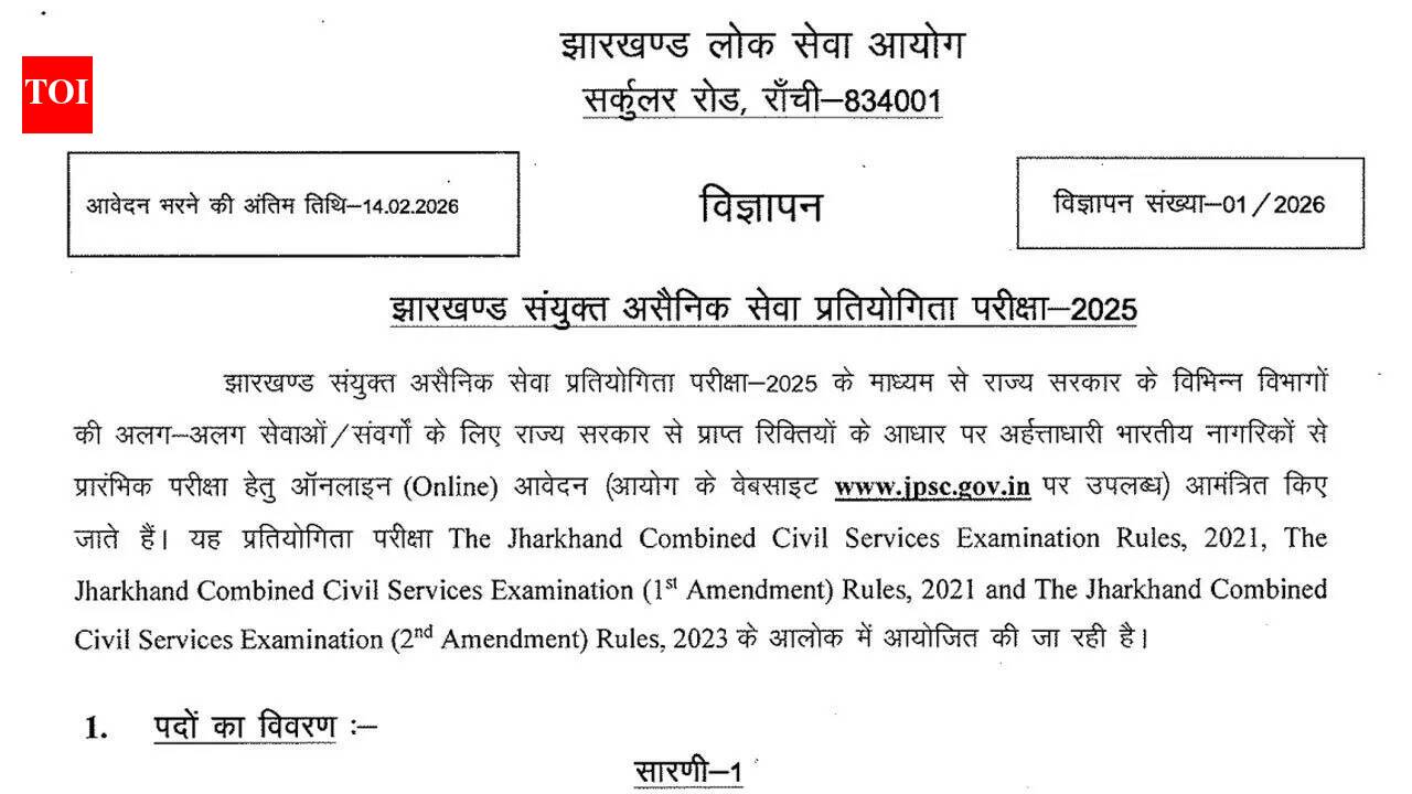 JPSC Civil Services Examination 2026: Notification for 103 vacancies released; check eligibility, exam date and more here