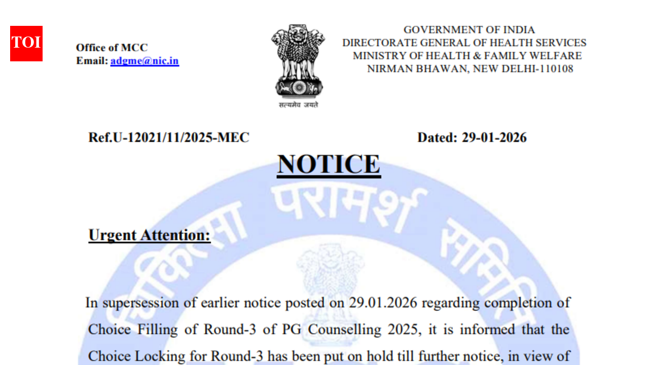 MCC NEET PG counselling 2025 round 3 choice locking put on hold: Check official notice here