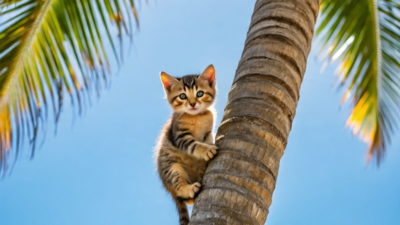‘Thambi keezhe iranghu’: Firefighters rescue kitten stranded on coconut tree near Coimbatore