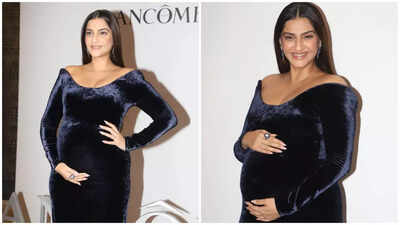 Sonam Kapoor flaunts baby bump at event, mom-to-be glows as she poses for cameras