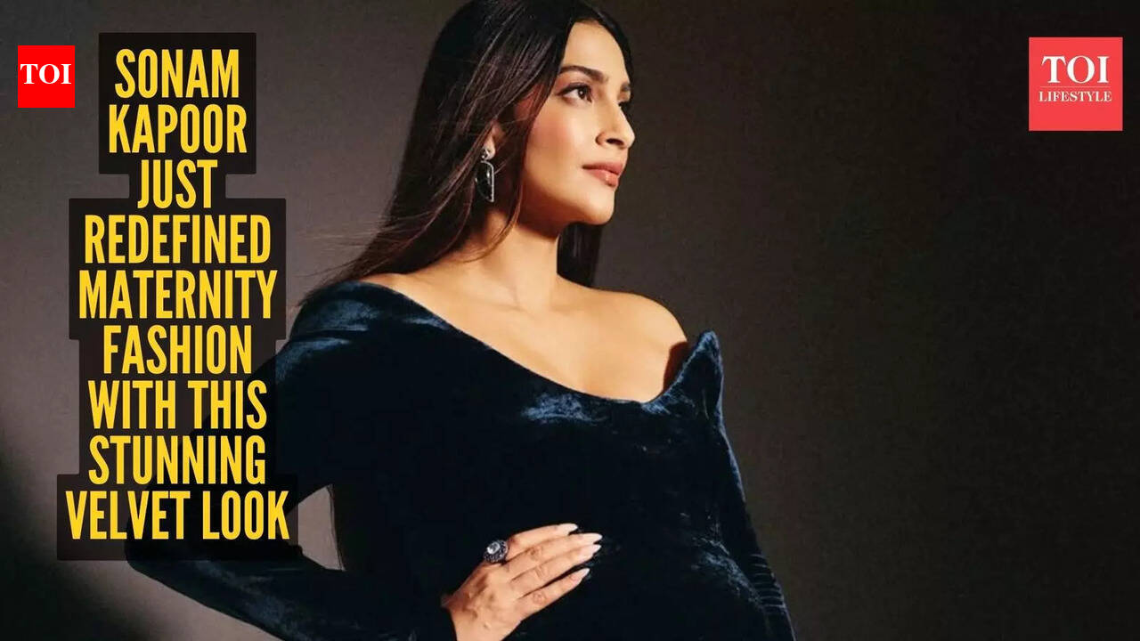 Sonam Kapoor’s pregnancy glow hits different in this navy velvet gown – The Times of India