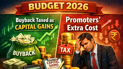 

<h2>Budget</h2>
<p> 2026: Buy back proceeds will be taxed as capital gains for shareholders, but promoters pay an extra price” title=”Representative AI image” decoding=”async” fetchpriority=”high”/></p></div>
</div>
</div>
</section>
</div></div>
</div>
<p>The budget has announced a major overhaul in the taxation of share buybacks, shifting them from dividend taxation to the capital gains framework, while imposing a higher effective tax on promoters to curb misuse of the route.<!-- --> Once legislated, it will apply to buy backs after April 1.<span class=