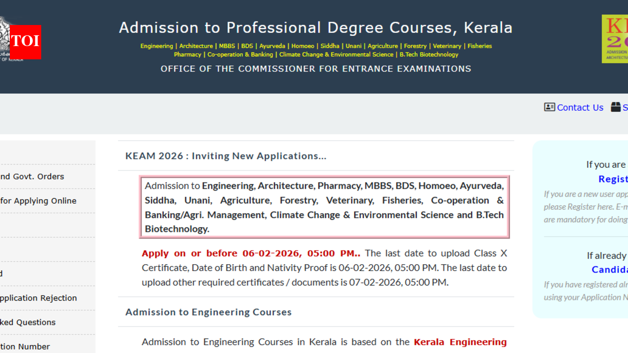 KEAM 2026 registration ends on February 6: Apply before deadline, check required documents here