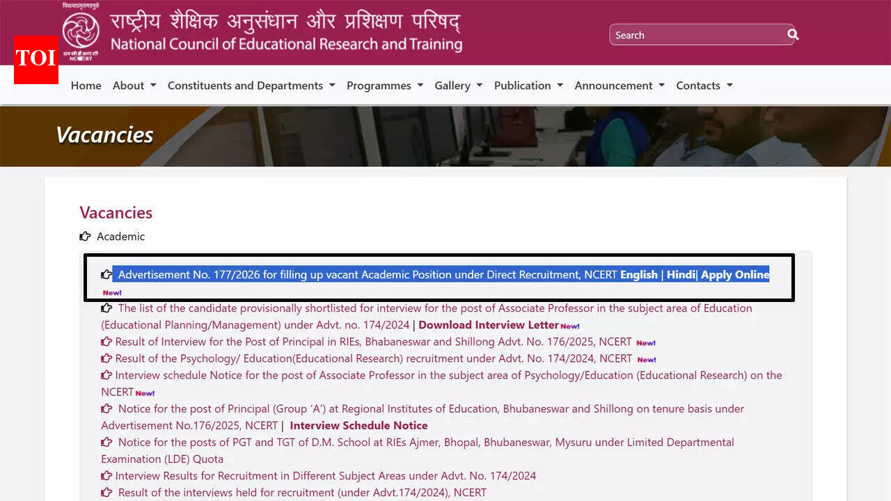 NCERT Recruitment 2026: Application for 117 teaching and librarian posts begin at ncert.nic.in; apply here