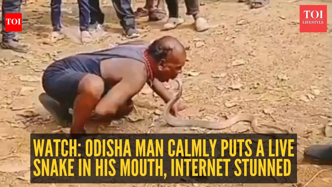 Watch: Odisha man calmly puts a live snake in his mouth, internet stunned