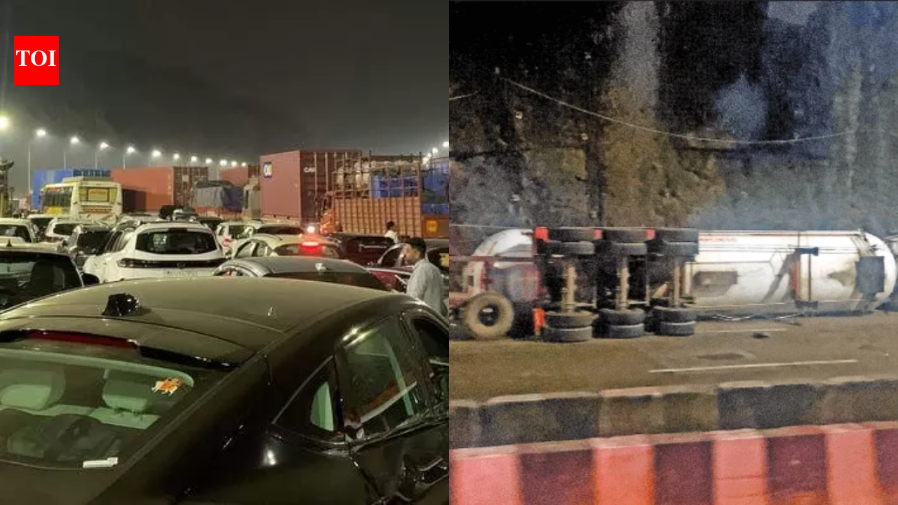 7 hours & counting: Mumbai-Pune eway traffic stalls after gas tanker overturns near Adoshi tunnel; thousands stranded
