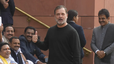 'PM didn't fulfill his responsibility': Rahul displays unpublished memoir of ex-Army chief Naravane outside Parliament